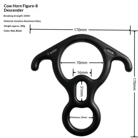 50 kN Climbing Rescue Figure 8 Descender Large Bent-Ear Rigging Plate Heavy Duty & High Strength Rappel Device Equipment for Rappelling Belaying Tree Climbing Aerial Silks Rigging