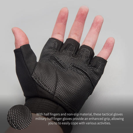 Fingerless Gloves, Knuckle Protective Breathable Lightweight Outdoor Gloves for Hunting, Motorcycling, Climbing
