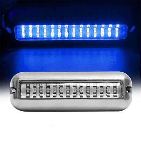 42LED Waterproof 316 Stainless Steel Trim Ring Boat High-Intensity LED Underwater Light Clear Lens Pontoon Marine/Boat Transom (Blue)