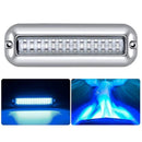 42LED Waterproof 316 Stainless Steel Trim Ring Boat High-Intensity LED Underwater Light Clear Lens Pontoon Marine/Boat Transom (Blue)