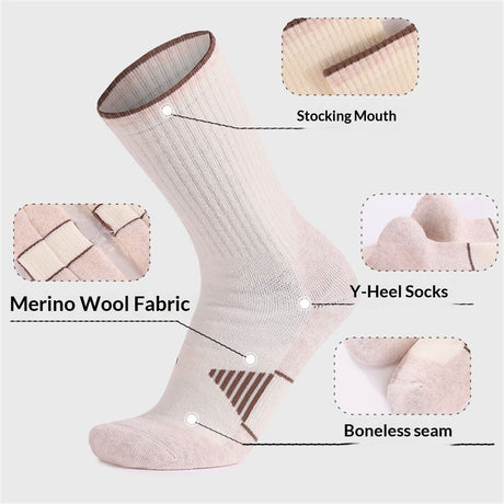 3 Pack Men's  Wool Hiking Socks, Micro Crew Cushioned Hiking Walking Thermal Moisture Wicking Trekking Socks
