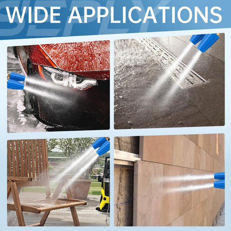 Dual Turbo Nozzle Pressure Washer, 360°Rotating Turbo Nozzle with 1/4