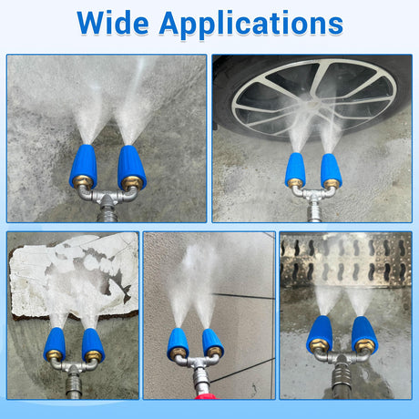 Dual Turbo Nozzle Pressure Washer, 360°Rotating Turbo Nozzle with 1/4