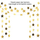 Glitter Star  Banner Christmas Decor 130 Feet Star Hanging Bunting Banner Twinkle Backdrop for Homecoming Classroom Wedding Birthday Halloween Party Supplies(Gold)
