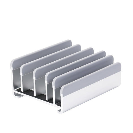 Adjustable Laptop Stand - Fits 5 Devices, Modern Design, Tool Free Adjustment, Protective & Stable | Grey (Grey, 5 Slots)