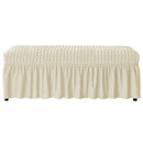 Dining Bench Cover with Skirt 32-47 inch Length Beige Stretch Seersucker Bench Seat Slipcover for Bedroom, Dining Room Washable (Seersucker-Beige)