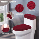 Stretch Velvet Toilet Lid Cover and Toilet Tank Lid Cover, Bathroom Super Soft Toilet Lid Cover Set Luxury Velvet Plush, with Elastic Bottom, Machine Wash, Burgundy