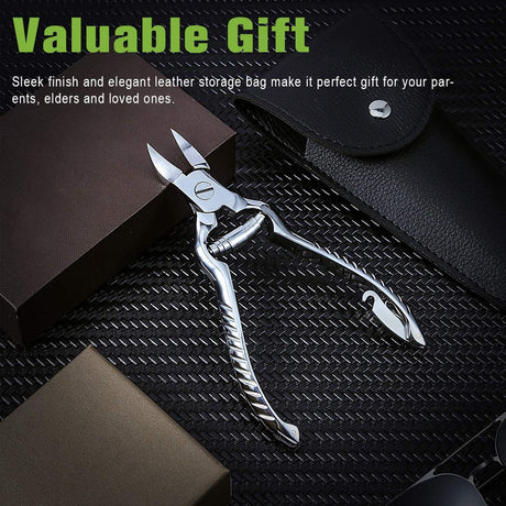 Heavy Duty Podiatrist Toenail Clippers for Thick and Ingrown Nails, Stainless Steel Toe Nail Clipper, Toenail Tools - Silver
