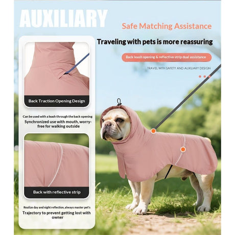 Reflective Dog Raincoat, Windproof & Waterproof Dog Rain Jacket, Adjustable Hooded Pet Poncho with Leash Hole for Small, Medium, Large Dogs(Pink,M)