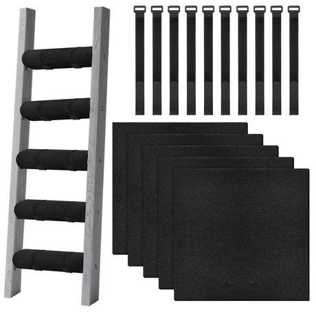 5 Pcs Bunk Bed Ladder Pads,with 10 Adjustable Hook & Loop Straps,Bunk Bed Ladder Cover,Ladder Step Pads Loft Bed, Suitable for Safe and Comfortable Climbing,10x10 Inch (Ladder Not Included)