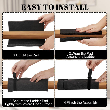 5 Pcs Bunk Bed Ladder Pads,with 10 Adjustable Hook & Loop Straps,Bunk Bed Ladder Cover,Ladder Step Pads Loft Bed, Suitable for Safe and Comfortable Climbing,10x10 Inch (Ladder Not Included)