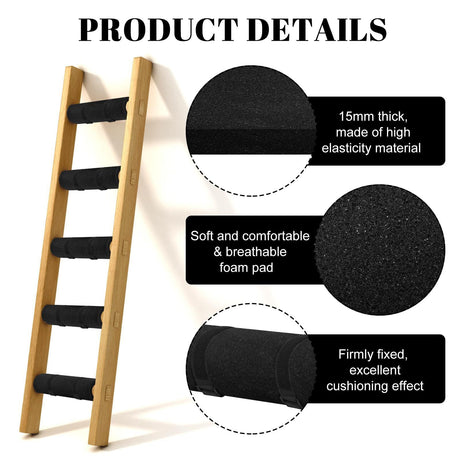 5 Pcs Bunk Bed Ladder Pads,with 10 Adjustable Hook & Loop Straps,Bunk Bed Ladder Cover,Ladder Step Pads Loft Bed, Suitable for Safe and Comfortable Climbing,10x10 Inch (Ladder Not Included)
