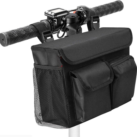 Mobility Scooter Bag – Convenient Organizer Pouch with 14-Inch Laptop Pocket and Cup Holders（black,oniy bag）