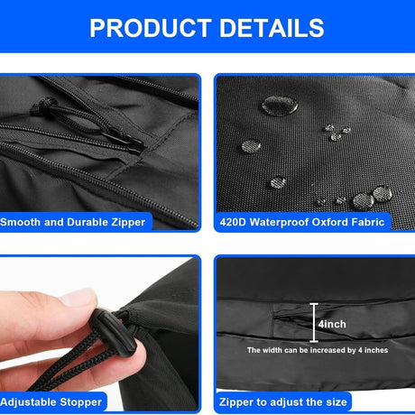 EV Charger Cover for Wall Connector Level 2, Charging Station Cover with Adjustable Zipper, Sun UV Snow Protections Bag for Most Electric Car(Black Large)