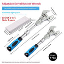 5 in 1 Flex Head Adjustable Wrench, Reversible Jaw Pipe Wrench with  Retractable Extension Shank and 180⁰ Rotatable Head
