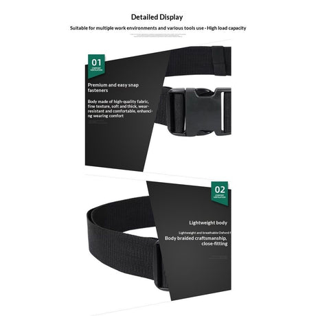 2 Pack Tool Work Belt, Worker Men Belt, Adjustable Electrician Belt,   Multi functional waist bag and waist hanging bag Black(Only includes belt)