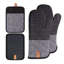 4PCS Oven Mitts and Pot Holders, Silicone Oven Gloves,  Heat Resistant Oven Mitts Sets, Non-Slip Silicone Textured Grip, (Black)