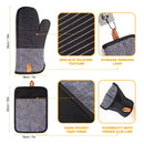 4PCS Oven Mitts and Pot Holders, Silicone Oven Gloves,  Heat Resistant Oven Mitts Sets, Non-Slip Silicone Textured Grip, (Black)
