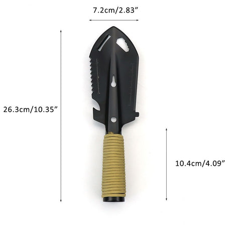 Hiking Trowel, Camping, Backpacking, Portable Shovel, Multitool, Ultralight Camp Tool, with Carrying Pouch, for Gardening, Outdoor, Survival（Silver Engineer Shovel Khaki Handl）