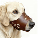 New Leather Pet Muzzle for Dogs Soft Breathable Dog Muzzles Prevent for Biting Barking Chewing (brown) L