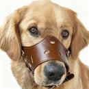 New Leather Pet Muzzle for Dogs Soft Breathable Dog Muzzles Prevent for Biting Barking Chewing (brown) L
