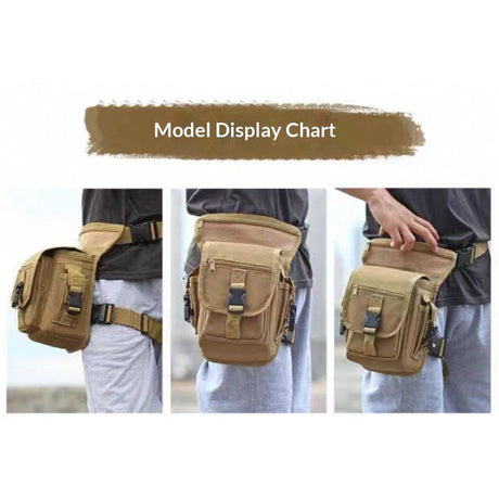 Oxford Drop Leg Bag for Men Women Thigh Water Resistant Fashion Motorcycle Leg Holster Hiking Waist Bag Pouch Tactical Fanny Pack Hip Drop Leg Pouch for Men Women Outdoor （khaki）