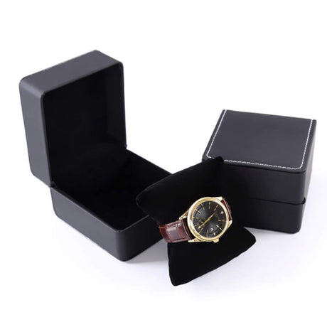 2 pack Watch Box, PU Leather Watch Case, Gift Boxs With Cushion For Most Watches, Smart Watch & jewelry,Watch Organizer as Gifts For Birthday, Men and Women (oniy box, Black)