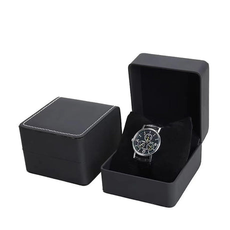 2 pack Watch Box, PU Leather Watch Case, Gift Boxs With Cushion For Most Watches, Smart Watch & jewelry,Watch Organizer as Gifts For Birthday, Men and Women (oniy box, Black)