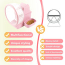 4 in 1 Silent Large Hamster Wheel Multifunctional Hamster Running Wheel Quite Running Spinner Wheel Accessories with Food Bowl Water Bottle for Hamsters Dwarf Gerbil (pink)