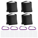 4 Packs Sandbags Weight Bags for Light Stand Photography Video Equipment, Heavy Duty Saddlebag for Backdrop Stand, Photo Tripod, Picnic Table (oniy 4 bag and Mountaineering buckle, bag)