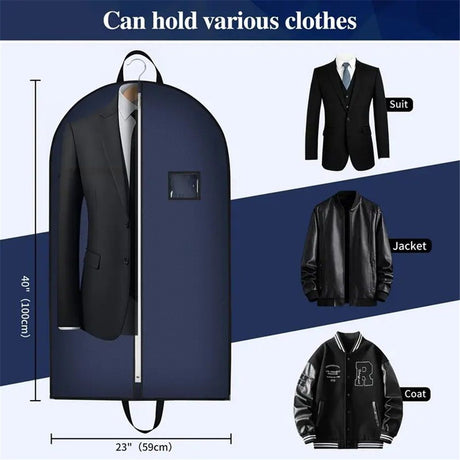 2 pack 40-inch Suit Bag Garment Bag for Travel and Storage, Garment Bags for Hanging Clothes with Zipper and Visible Transparent Window, Black