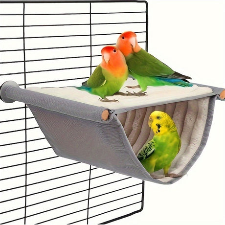 Large White Hanging Hamster and Parrot Bed, Warm Breathable Soft Pet Hanging Bed, Detachable Cat Cradle for Small Animals in Cage and Window Use（L）