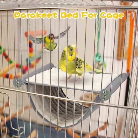 Large White Hanging Hamster and Parrot Bed, Warm Breathable Soft Pet Hanging Bed, Detachable Cat Cradle for Small Animals in Cage and Window Use（L）