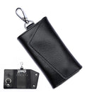 2 pack Compact Leather Car Key Case, Key Holder Key Organizer Wallet, with Card Holder Lightweight Organizer Keychain Black Wallet for Men & Women(Black)