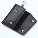 2 pack Compact Leather Car Key Case, Key Holder Key Organizer Wallet, with Card Holder Lightweight Organizer Keychain Black Wallet for Men & Women(Black)