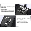 2 pack Compact Leather Car Key Case, Key Holder Key Organizer Wallet, with Card Holder Lightweight Organizer Keychain Black Wallet for Men & Women(Black)