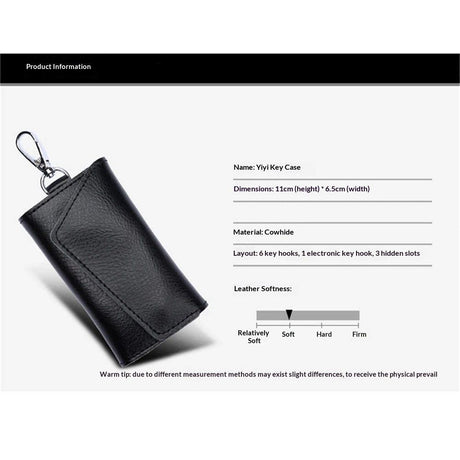 2 pack Compact Leather Car Key Case, Key Holder Key Organizer Wallet, with Card Holder Lightweight Organizer Keychain Black Wallet for Men & Women(Black)