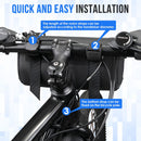 Bike Handlebar Bag Waterproof - Bicycle Handlebar Roll Bag with Large Reflective Area, Bike Front Pouch with Waterproof Zipper Shoulder Strap Removable Straps for Cycling (Cylinder, 2L)