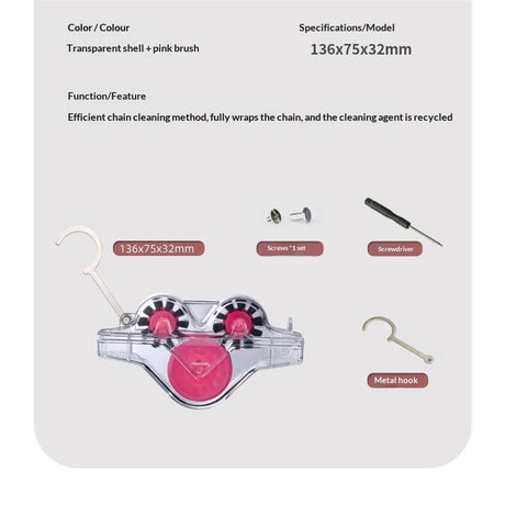 Bike Chain Cleaning Tool, Multi functional chain cleaner Suitable for Mountain Bike, Road Bike,Bicycle Cleaning Brush Tool for Drivetrain (pink)