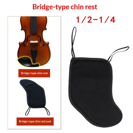 2 Pcs Violin Chinrest Pad 1/2 1/4 Cotton Chin Rest Cover Violin Shoulder to Practice, Black （Style 2)