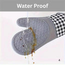 1 pair Soft Silicone Oven Mitts, Heat Resistant and Waterproof Cooking Gloves, Thick Cotton Lining, Flexible Gripping for Baking Grilling, Kitchen Potholders,29cm*18.5cm, Gray