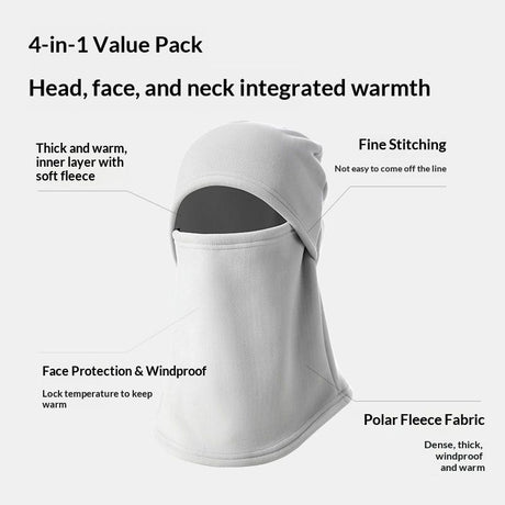Cold Weather Ski Mask for Men Windproof Thermal Winter Scarf Mask Women Neck Warmer Hood for Cycling（Milk white gray）