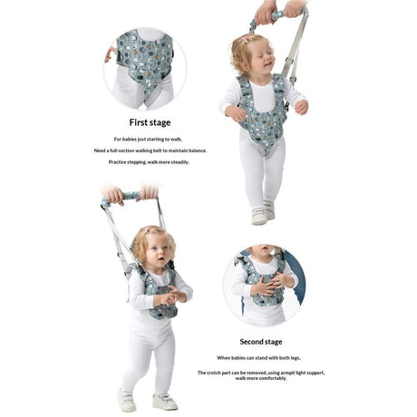 Baby Walker, Handheld Kids Toddler Walking Harness Helper Assistant Protective Belt Child Activity Walker Adjustable Standing Up Walking Learning Helper for Toddler 8-24 Month (Blue & Grey)