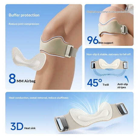 2 Packs Airbag patellar tendon support Strap, Adjustable breathable anti slip Knee Brace for Tendonitis Pain knee Relief Exercise, run, hike,play ball, high jump, climb,ride (Gray-1 pair)