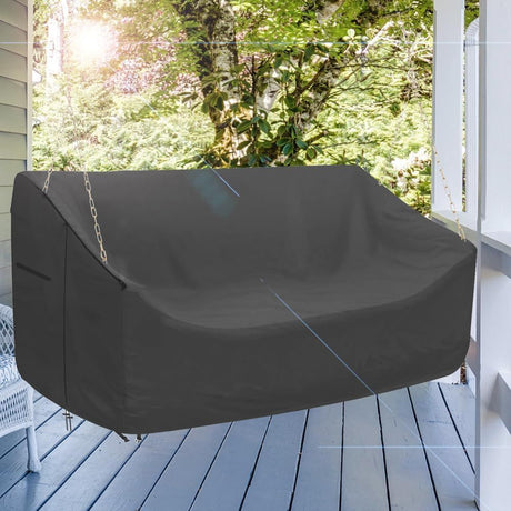 Porch Swing Cover Waterproof Outdoor Hanging Swing Cover Tear resistant All WeatherProof Patio Furniture Covers (Black, 161*72*89cm)
