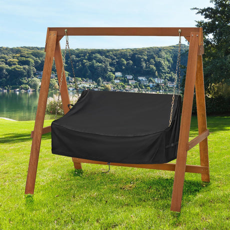 Porch Swing Cover Waterproof Outdoor Hanging Swing Cover Tear resistant All WeatherProof Patio Furniture Covers (Black, 161*72*89cm)