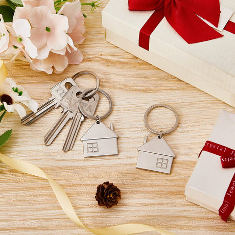 15pcs House Key Chain House Shaped Pendant Keychains Home Keychain Set Cute Home with Window Key Charm Metal Keyring Gift