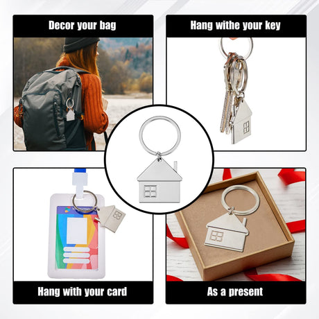 15pcs House Key Chain House Shaped Pendant Keychains Home Keychain Set Cute Home with Window Key Charm Metal Keyring Gift