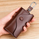 Car Key Case for Men and Women Small Leather Key Holder Key Cover with 6 KeyChains （brown）Key Holder Case, Large Capacity Leather Key Case Wallet Multi-Functional Key Bag