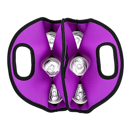 Set of 2 - Insulated Neoprene Wine Carrier Tote Bag + 6 Pack Beer Water Can Carrier Tote Bottle Holder Bottle Cooler Bag - Perfect for Travel with Secure Carry Handle